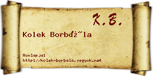 Kolek Borbála névjegykártya